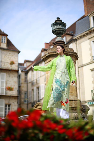 Vietnamese traditional long dress shines in France